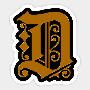 Golden Letter D Sticker